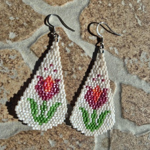 Tulipánmintás fülbevaló  - ékszer - fülbevaló - lógó fülbevaló - Meska.hu
