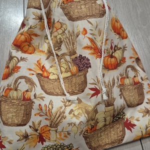 Őszi, sütőtök, gyümölcsmintás kenyereszsák  - táska & tok - bevásárlás & shopper táska - kenyeres zsák - Meska.hu
