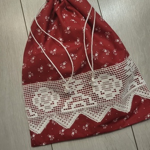 Virágos kenyereszsák csipkével díszítve - táska & tok - bevásárlás & shopper táska - kenyeres zsák - Meska.hu