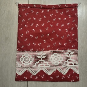 Virágos kenyereszsák csipkével díszítve - táska & tok - bevásárlás & shopper táska - kenyeres zsák - Meska.hu