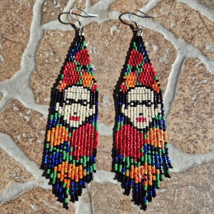 Frida Kahlo fülbevaló - ékszer - fülbevaló - lógó fülbevaló - Meska.hu