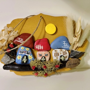 Házikók kavicskép, Otthon & Életmód, Dekoráció, Kép & Falikép, Kavics kép, , MESKA