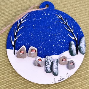 Karácsonyi dísz, Otthon & Életmód, Dekoráció, Kép & Falikép, Kavics kép, , MESKA