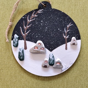 Karácsonyi dísz, Otthon & Életmód, Dekoráció, Kép & Falikép, Kavics kép, , MESKA