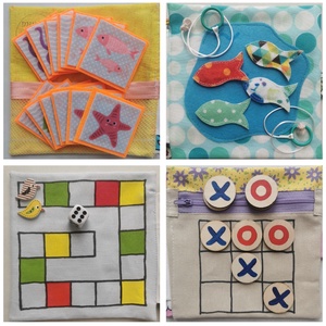 Mini társasjáték-könyvecske - unikornisos  - játék & sport - textilkönyv & babakönyv - Meska.hu