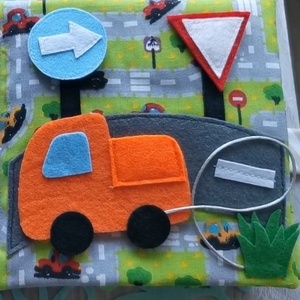 Textilkönyv egy oldala -  autóút , Baba - mama, Baba játékok, Textilkönyv & Babakönyv, Varrás, MESKA