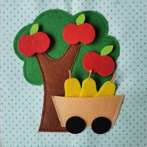 Textilkönyv egy oldala - alma/körtefa, Baba - mama, Baba játékok, Textilkönyv & Babakönyv, Varrás, MESKA