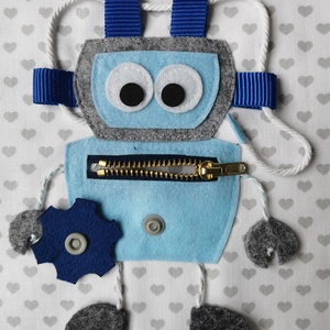 Textilkönyv egy oldala - robot  - baba - mama - baba játékok - textilkönyv & babakönyv - Meska.hu