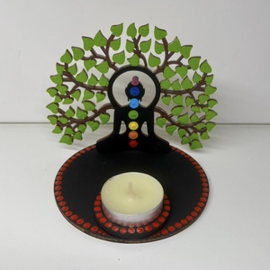 Életfa/buddha árnyéklámpás, Otthon & Életmód, Gyertya, illat, aroma, Mécses és mécsestartó, Festészet, Festett tárgyak, MESKA