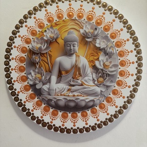 30 cm Narancs-Bronz Buddha kép - Meska.hu
