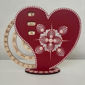 Szív öröknaptár, Otthon & Életmód, Dekoráció, Fali és függő dekoráció, Falinaptár & Öröknaptár, Festészet, Festett tárgyak, MESKA