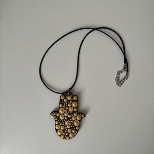 Hamsa kéz nyaklánc, Ékszer, Nyaklánc, Medálos nyaklánc, Festészet, Festett tárgyak, MESKA