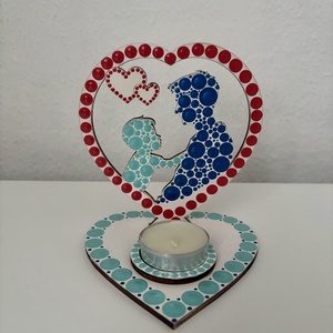 Apa-fia árnyéklámpa, Otthon & Életmód, Gyertya, illat, aroma, Mécses és mécsestartó, Festett tárgyak, Festészet, MESKA