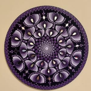 Lila tükrös Mandala, Otthon & Életmód, Dekoráció, Kép & Falikép, Vászonkép, Festett tárgyak, Festészet, MESKA