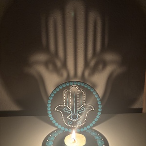 Hamsa kéz árnyéklámpa, Otthon & Életmód, Gyertya, illat, aroma, Mécses és mécsestartó, Festett tárgyak, Festészet, MESKA