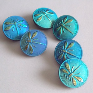 Kék szitakötő 18mm - kellékek & szerszámok - gyöngyfűzés kellékek - cabochon - Meska.hu