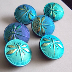 Kék szitakötő 18mm - kellékek & szerszámok - gyöngyfűzés kellékek - cabochon - Meska.hu