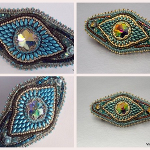 Swarovski rivolis  - Gyöngy hímzett hajcsat TÖBB SZÍNBEN !!!  - ruha & divat - hajdísz & hajcsat - hajcsat & hajtű - Meska.hu