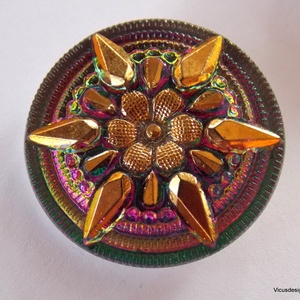 Csillagvirág 27mm cseh üveggomb, Kellékek & szerszámok, Gyöngyfűzés kellékek, Cabochon, Ékszerkészítés, MESKA