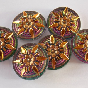 Csillagvirág 27mm cseh üveggomb - kellékek & szerszámok - gyöngyfűzés kellékek - cabochon - Meska.hu