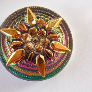 Csillagvirág 27mm cseh üveggomb - kellékek & szerszámok - gyöngyfűzés kellékek - cabochon - Meska.hu
