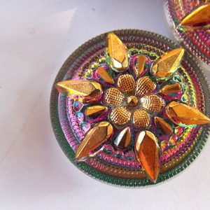 Csillagvirág 27mm cseh üveggomb - kellékek & szerszámok - gyöngyfűzés kellékek - cabochon - Meska.hu