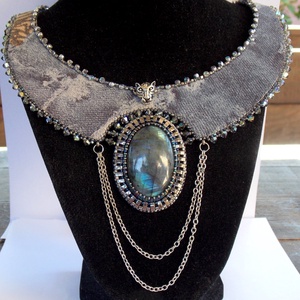 Labradorite -gyöngy hímzett nyakék - ékszer - nyaklánc - nyakpánt, gallér - Meska.hu Labradorite -gyöngy hímzett nyakék - ékszer - nyaklánc - nyakpánt, gallér - Meska.hu