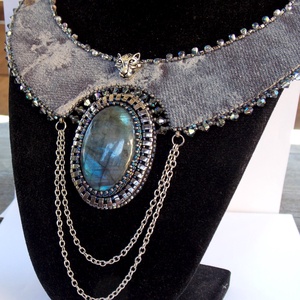 Labradorite -gyöngy hímzett nyakék - ékszer - nyaklánc - nyakpánt, gallér - Meska.hu Labradorite -gyöngy hímzett nyakék - ékszer - nyaklánc - nyakpánt, gallér - Meska.hu