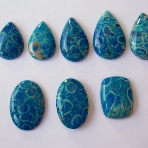  Kék Natural Teleflora Fossil Corall - kellékek & szerszámok - gyöngyfűzés kellékek - cabochon - Meska.hu