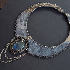Labradorite -gyöngy hímzett nyakék - ékszer - nyaklánc - nyakpánt, gallér - Meska.hu Labradorite -gyöngy hímzett nyakék - ékszer - nyaklánc - nyakpánt, gallér - Meska.hu