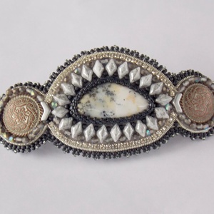 Merlinit  -gyöngy hímzett  hajcsat - ruha & divat - hajdísz & hajcsat - hajcsat & hajtű - Meska.hu