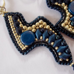 Kék Sand - gyöngy hímzett fülbevaló - ékszer - fülbevaló - lógó fülbevaló - Meska.hu