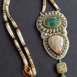 Harmónia  -gyöngy hímzett nyaklánc - ékszer - nyaklánc - gyöngyös nyaklánc - Meska.hu