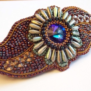 Kaktusz - gyöngy hímzett  hajcsat - ruha & divat - hajdísz & hajcsat - hajcsat & hajtű - Meska.hu