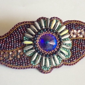 Kaktusz - gyöngy hímzett  hajcsat - ruha & divat - hajdísz & hajcsat - hajcsat & hajtű - Meska.hu