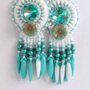 Sea breeze gyöngy hímzett fülbevaló  tutorial, DIY (Csináld magad), Fűzésminták, Ékszerkészítés, Gyöngyfűzés, gyöngyhímzés, MESKA