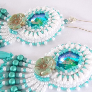 Sea breeze gyöngy hímzett fülbevaló  tutorial - diy (csináld magad) - fűzésminták - Meska.hu