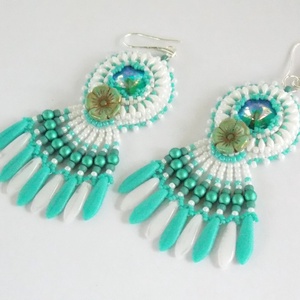 Sea breeze gyöngy hímzett fülbevaló  tutorial - diy (csináld magad) - fűzésminták - Meska.hu