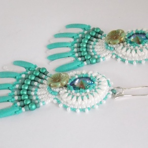 Sea breeze gyöngy hímzett fülbevaló  tutorial - diy (csináld magad) - fűzésminták - Meska.hu