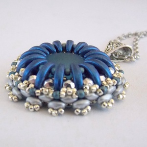 Blue sky  gyöngy hímzett medál és gyűrű tutorial - diy (csináld magad) - fűzésminták - Meska.hu