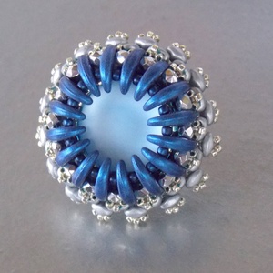 Blue sky  gyöngy hímzett medál és gyűrű tutorial - diy (csináld magad) - fűzésminták - Meska.hu