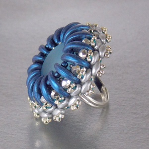 Blue sky  gyöngy hímzett medál és gyűrű tutorial - diy (csináld magad) - fűzésminták - Meska.hu