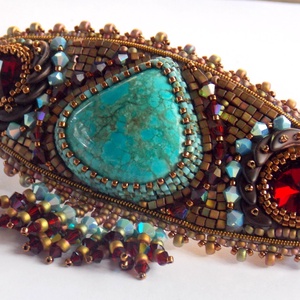 Chrysocolla  -gyöngy hímzett  hajcsat - ruha & divat - hajdísz & hajcsat - hajcsat & hajtű - Meska.hu