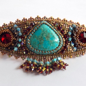 Chrysocolla  -gyöngy hímzett  hajcsat - ruha & divat - hajdísz & hajcsat - hajcsat & hajtű - Meska.hu
