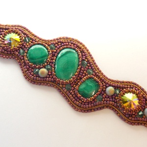 Malachite - gyöngy hímzett karkötő - Meska.hu