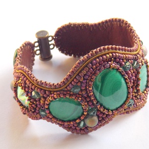 Malachite - gyöngy hímzett karkötő - ékszer - karkötő - gyöngyös karkötő - Meska.hu
