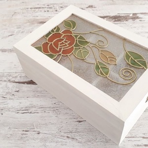 Vintage  ajándékdoboz Red  Rose mintával - ékszer - ékszertartó - ékszerdoboz - Meska.hu