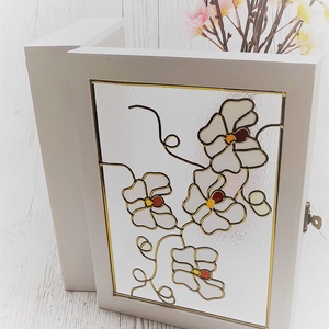 Ékszertartó doboz orchidea mintával - ékszer - ékszertartó - ékszerdoboz - Meska.hu