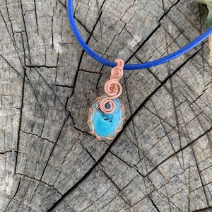 Valódi vörösréz türkiz medál+ajándék - ékszer - nyaklánc - medál - Meska.hu