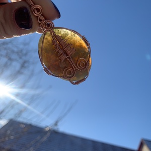 Indiai ach�t fenyőfával-vörösréz medál +ajándék  - ékszer - nyaklánc - medál - Meska.hu